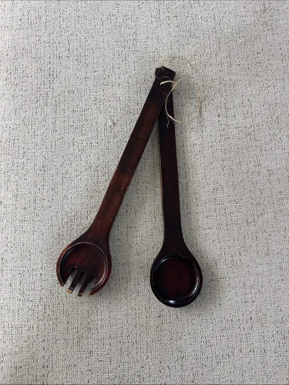 Wooden Salad Serving Spoon and Fork - Dark Brown